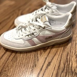 Gola tennis shoes, white w light pink. Worn ONCE sz 6 Perfect condition